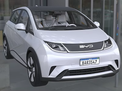 White BYD Electric Car With Modern Sleek Exterior Design And Aerodynamic Body 3d model