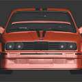 Red Sporty Sedan With Black Stripes And Shiny Wheels On Reflective Surface