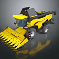 Yellow And Black Combine Harvester With Cutting Header And Large Wheels 3d model