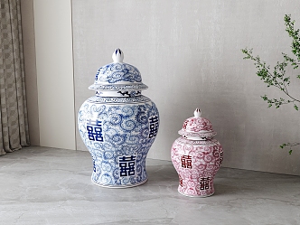 New Chinese-style Blue and White Porcelain Ornaments 3d model