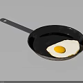Stainless Steel Frying Pan With Fried Egg For Daily Cooking Use