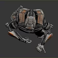Futuristic Robot Character with Mechanical Armor and Glowing Core in Sci Fi Game Movie Scenes