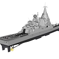 Modern Warship Sailing On The Sea Surface 3d model