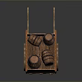 Wooden Cart Loaded With Wooden Barrels With Spoked Wheels And Vintage Design