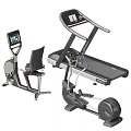 Modern Fitness Equipment Including Treadmill Exercise Bike Elliptical And Digital Screens