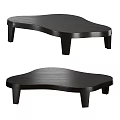 Sleek Black Coffee Tables With Irregular Shape And Textured Surface Design 3d model