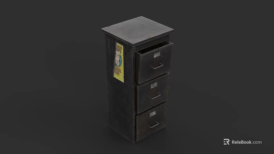 Black Metal Storage Cabinet With Multiple Drawers For Home Office Organization 3d model 
