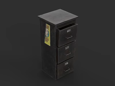 Black Metal Storage Cabinet With Multiple Drawers For Home Office Organization 3d model
