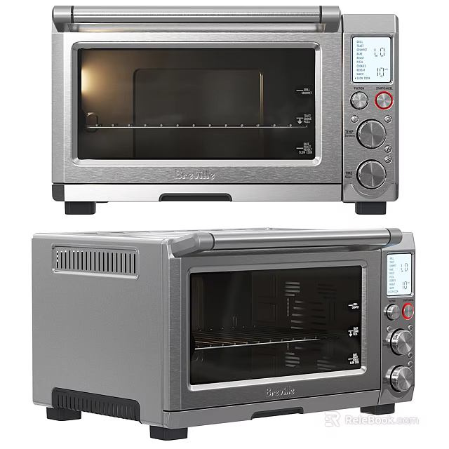 Stainless Steel Toaster Oven With Digital Display And Control Knobs For Modern Kitchen Appliance 3d model 