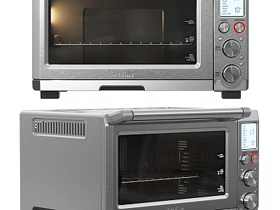 Stainless Steel Toaster Oven With Digital Display And Control Knobs For Modern Kitchen Appliance 3d model