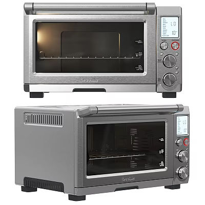 Stainless Steel Toaster Oven With Digital Display And Control Knobs For Modern Kitchen Appliance 3d model