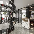 Modern Luxury Brand Store with Giorgio Armani Dior Chanel Fendi Black Horse Sculpture and Marble Floor