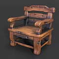 Two Traditional Wooden Outdoor Chairs With Armrests And Backrest For Garden