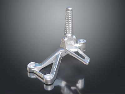 Precision Engineered Metal Mechanical Part With Support Bracket Textured Grip And Connecting Holes 3d model
