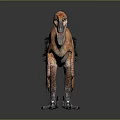Feathered Orange And Blue Dinosaur Model With Open Mouth And Wings