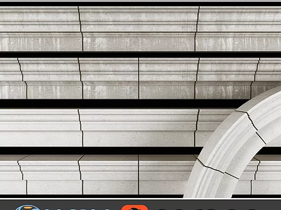 Architectural Concrete Components Featuring Layered Moldings And Arched Design Details 3d model