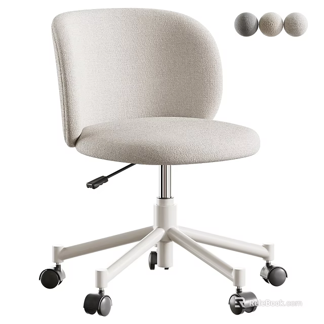 Light Gray Fabric Office Chair With Adjustable Height And Five Star Base With Wheels 3d model 