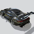 Black Sports Car With Sleek Aerodynamic Body Large Rear Wing And Alloy Wheels