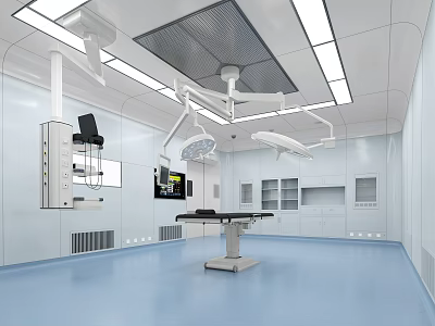 Hospital Outpatient Operating Room With Surgical Table And Medical Lights 3d model