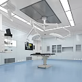 Hospital Outpatient Operating Room With Surgical Table And Medical Lights