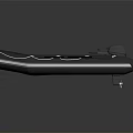 Gray Inflatable Boat With Motor Seats And Ropes On Black Surface