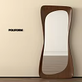 Modern POLIFORM Wall Mirror with Walnut Frame and Irregular Shape in Interior 3d model