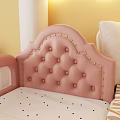 Pink Toddler Bed With Tufted Headboard Safety Side Rails And Teddy Bear Plush