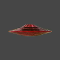 Shiny Silver Metallic Flying Saucer Object Floating On Blue Background