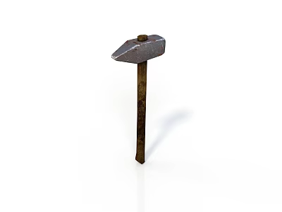 Realistic style rusty hammer tool hammer metal hammer wooden handle rusty industrial tool props still life white background realistic 3d model