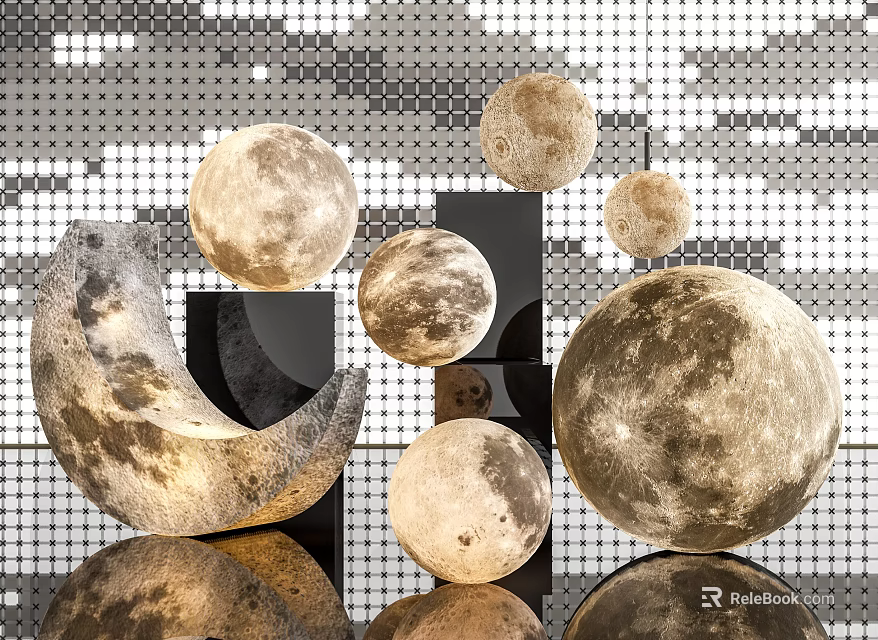 Modern Floor Lamp With Lunar Phase Design And Realistic Moon Surface For Home Lighting 3d model 