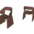 Modern Brown Upholstered Accent Chairs With Curved Backrest And Geometric Legs