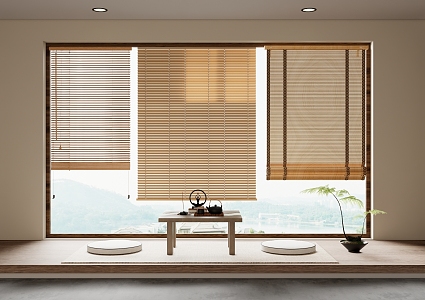 new bamboo curtain rolling curtain 3d model