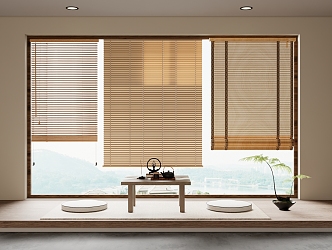 new bamboo curtain rolling curtain 3d model