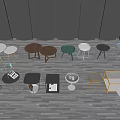 Various Modern Coffee Tables In Different Shapes Colors And Designs On Wooden Floor