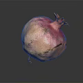 Fresh Red Pink Pomegranate on Dark Background with Shiny Surface 3d model