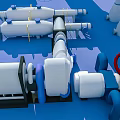 Industrial Equipment With Pipes Valves And Mechanical Components Setup