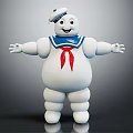 Cute Smiling White Marshmallow Toy Character With Sailor Hat Red Neckerchief And Outstretched Arms