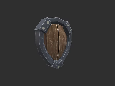 Cracked Wooden Shield With Metal Frame And Rivets As Protective Weapon 3d model
