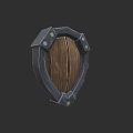 Cracked Wooden Shield With Metal Frame And Rivets As Protective Weapon
