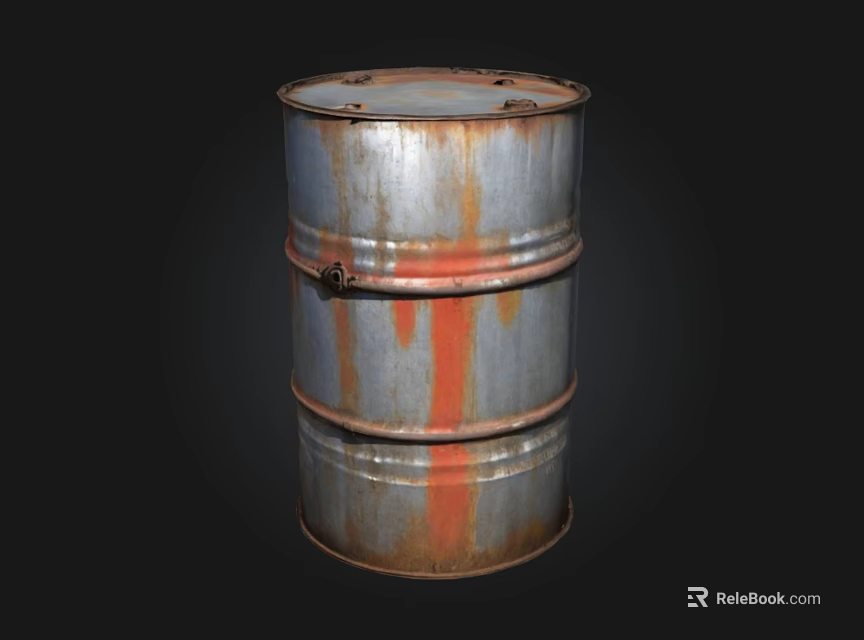Rusty Metal Barrel With Weathered Texture And Rust Stains On Surface 3d model 