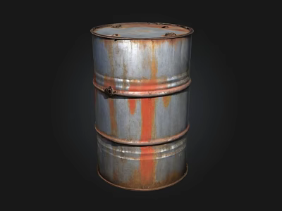 Rusty Metal Barrel With Weathered Texture And Rust Stains On Surface 3d model