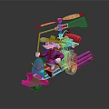 Cartoon Character Riding Purple Tricycle With Yellow Propeller And Red Seat