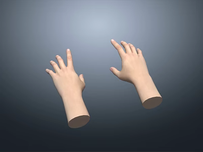 Realistic 3D Model Hands For Game And Movie Character With Open Fingers Pose 3d model