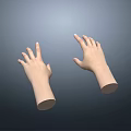 Realistic 3D Model Hands For Game And Movie Character With Open Fingers Pose