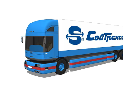 Blue CoolTrans Truck Featuring Company Logo and White Body Design Elements 3d model