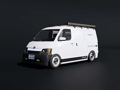 White Cargo Van With Roof Rack Black Accents And Sleek Exterior Design 3d model