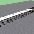 Covered Bicycle Parking Shed With Rows of Bicycles and End Pavilion Structure