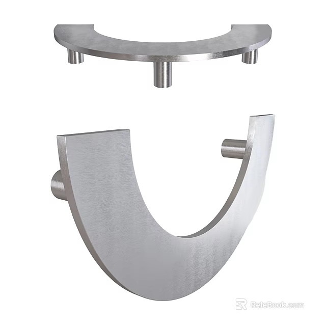 Industrial Stainless Steel Metal Components With U Shaped And Circular Geometric Forms 3d model 
