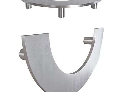 Industrial Stainless Steel Metal Components With U Shaped And Circular Geometric Forms 3d model