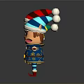 Three Festive Christmas Elves In Colorful Striped Outfits With Hats And Reflections